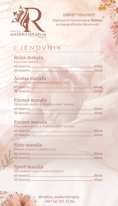 MASAŽA /SPORTSKA, RELAX, MEDICINSKA, EMMET/